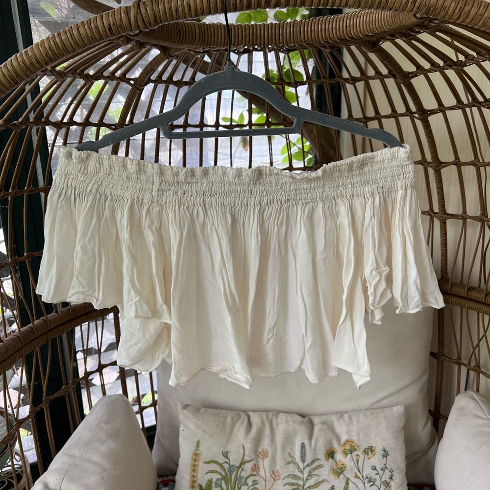 Flowy off shoulder cream bohemian top